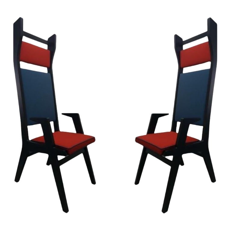 Ensemble de 2 fauteuils Colette, rouge, bleu, rouge par Colé Italia