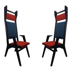 Set of 2, Colette Armchairs, Red, Blue, Red by Colé Italia