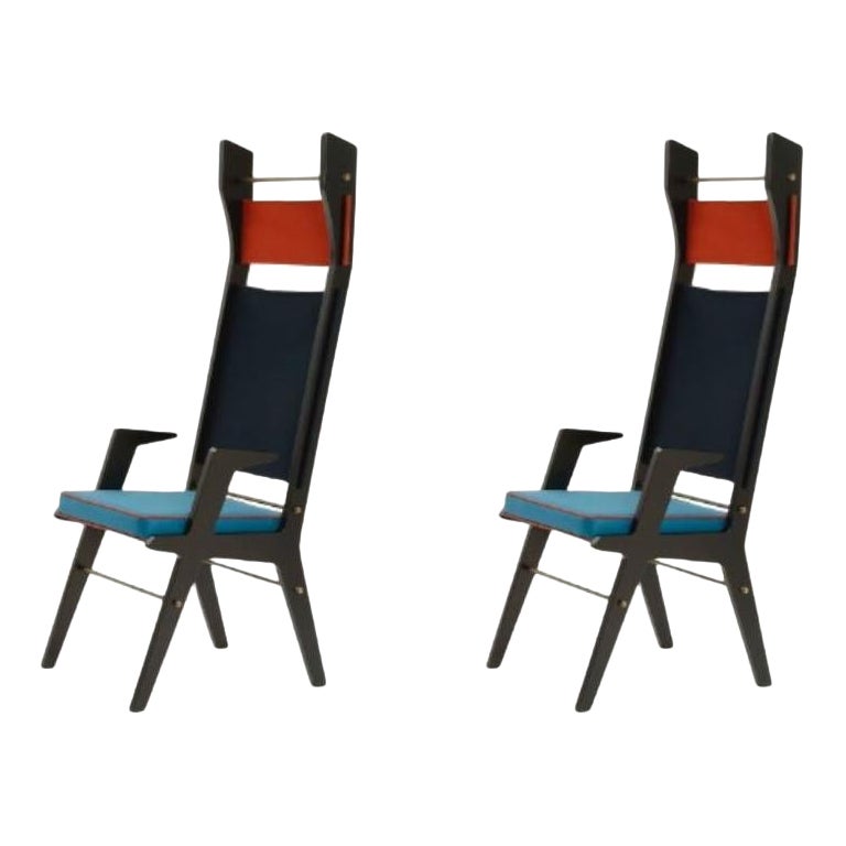 Set of 2, Colette Armchair Red, Blue, Tourquoise by Colé Italia For Sale