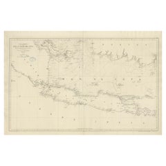 Grande carte de l'île et de la mer de Java, Indonésie