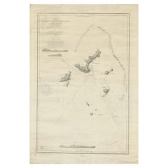 Antique Large Chart of the Gambier Islands, Tuamotu Archipelago, French Polynesia