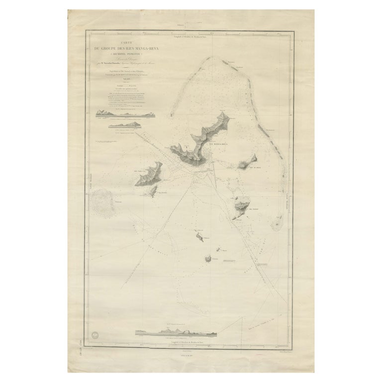 Large Chart of the Gambier Islands, Tuamotu Archipelago, French