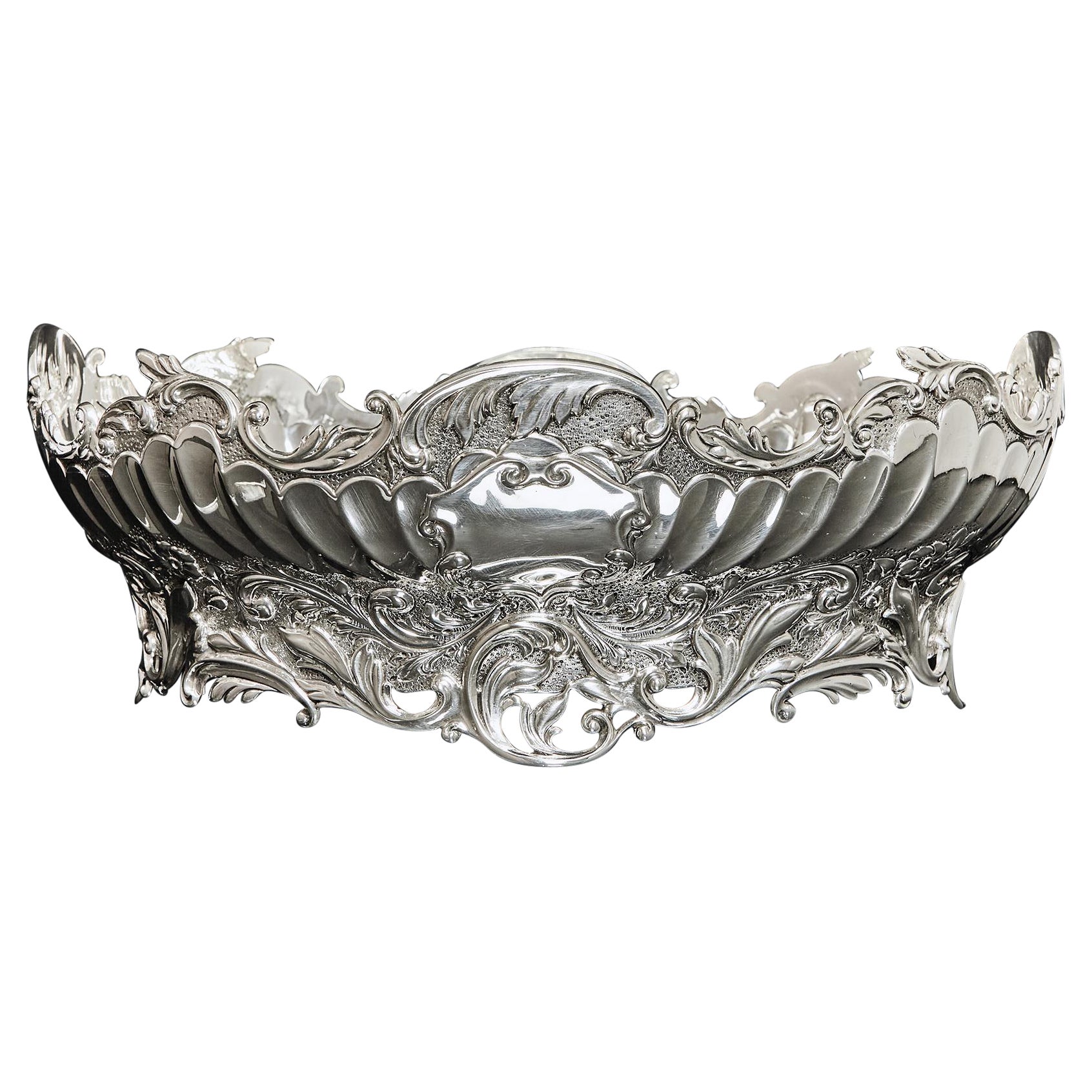 Oval Edwardian silver bowl For Sale