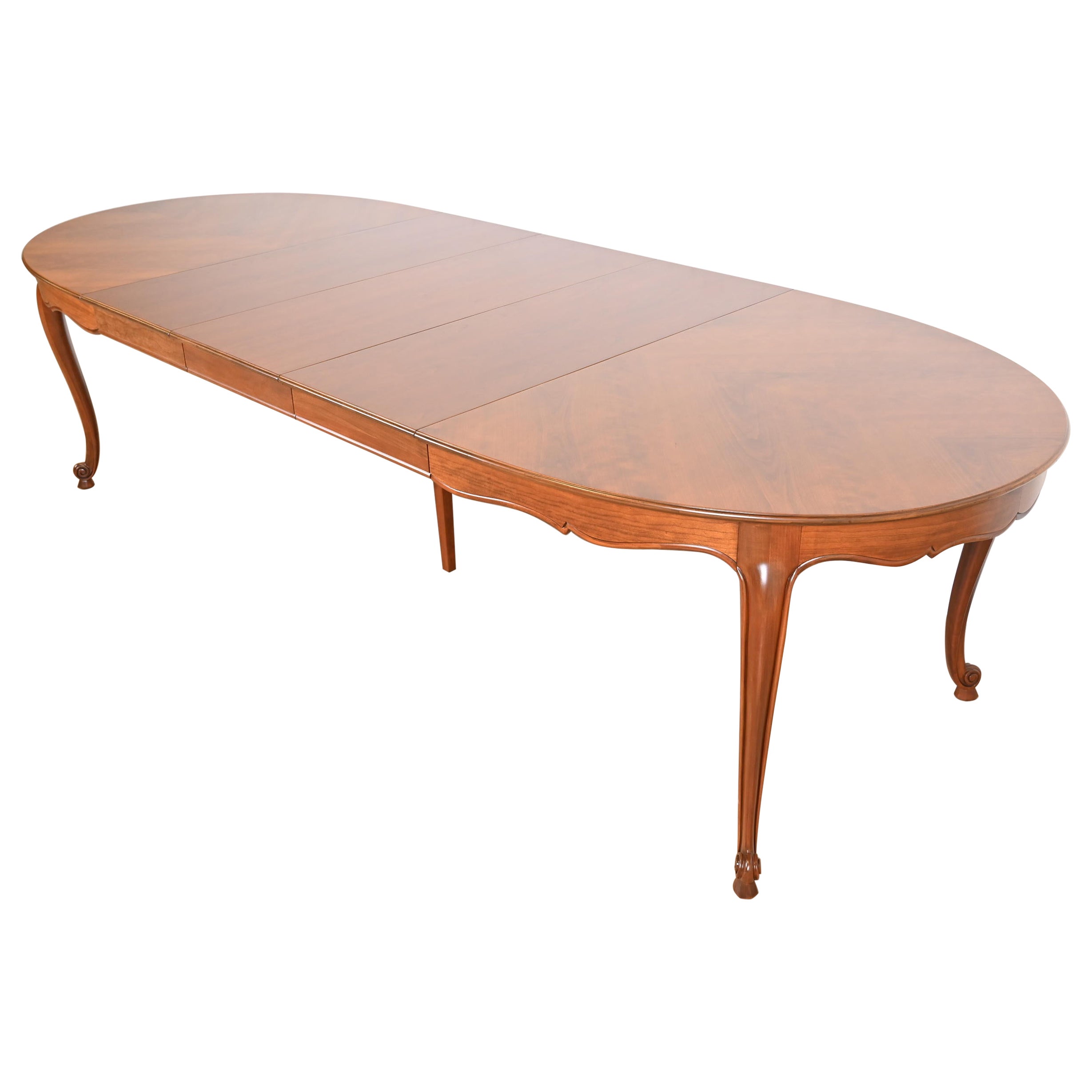 Kindel Furniture French Provincial Louis XV Cherry Wood Dining Table, Refinished For Sale