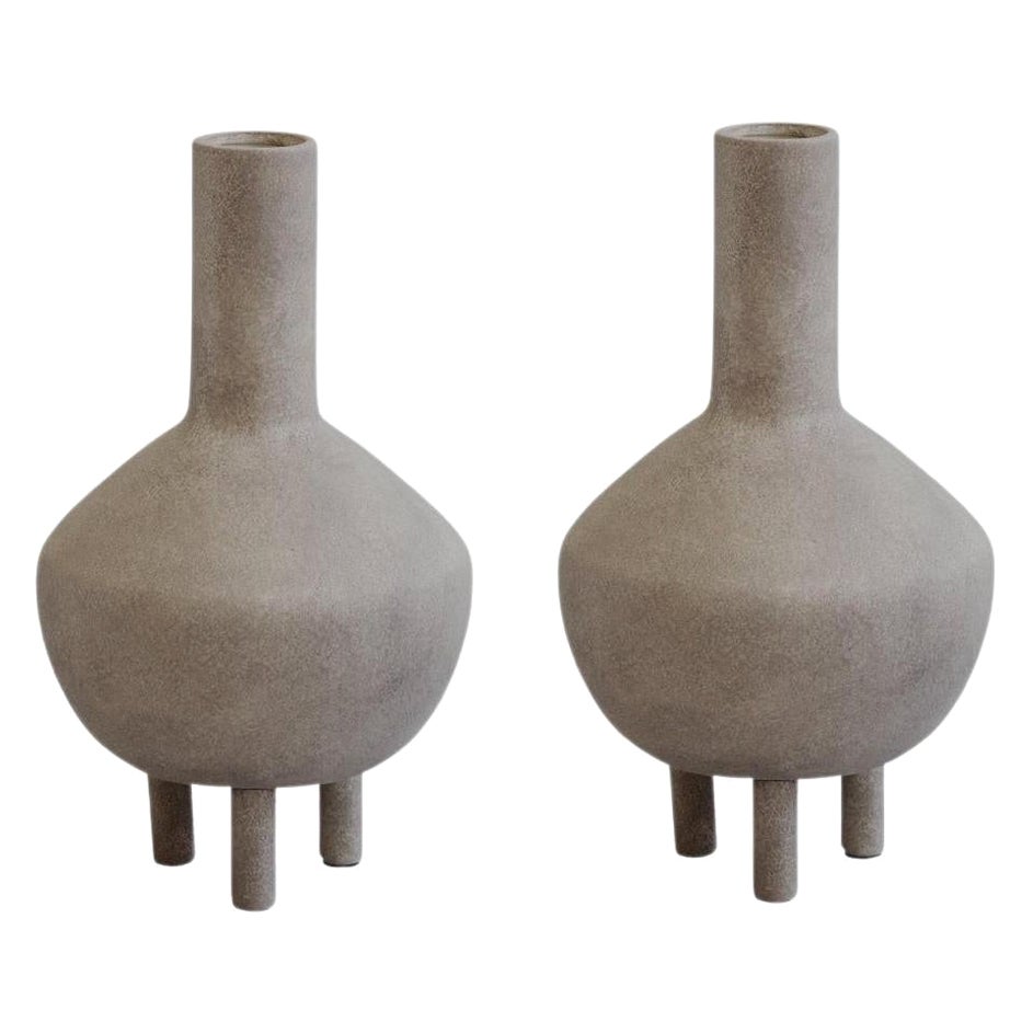 Ensemble de 2 vases taupe en forme de canard Fat de 101 Copenhagen en vente