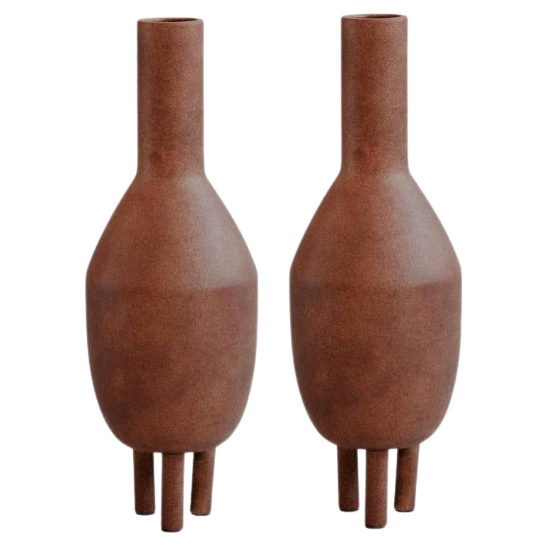 Set of 2 Terracotta Duck Vase Slim by 101 Copenhagen For Sale