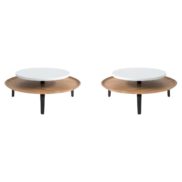 Set of 2, Secreto 85 Coffee Tables, White, “Nuit De Noel” by Colé Italia