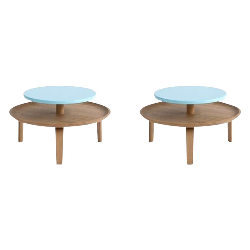 Set of 2, Secreto 60 Coffee Tables, Azure “Cypre” by Colé Italia For Sale