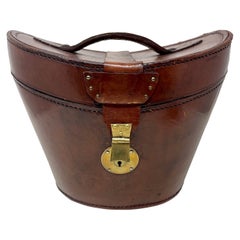 Antique British "Top Hat" Box Leather Carry All, Circa 1900