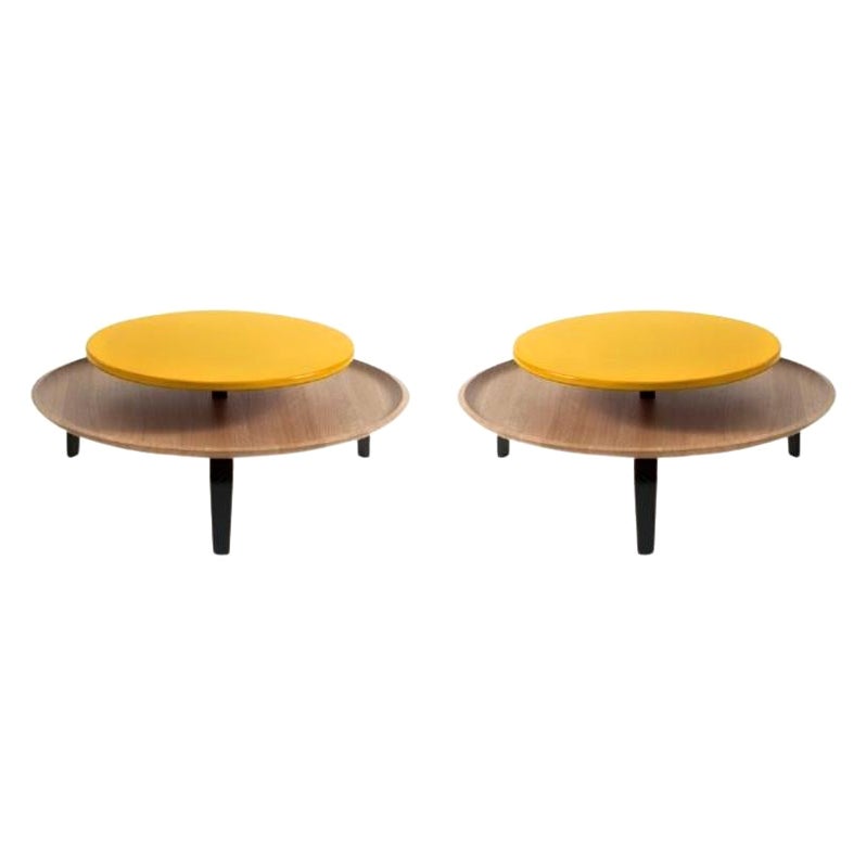 Set of 2, Secreto 60 Coffee Tables, Yellow, “Mitzouko” by Colé Italia For Sale