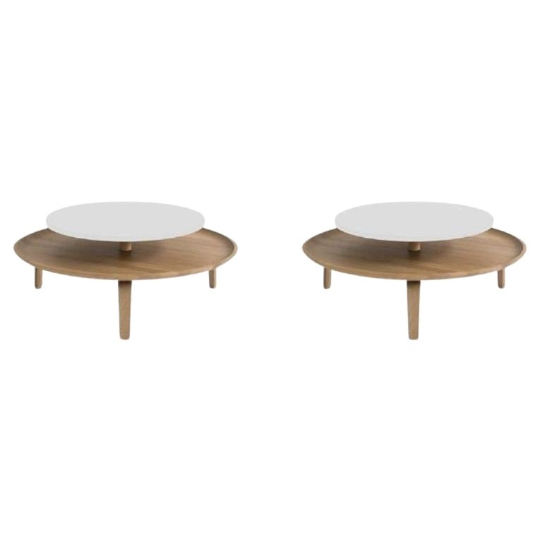 Set of 2, Secreto 60 Coffee Tables, White, “Nuit De Noel” by Colé Italia