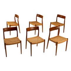 Set of Six 'Model 77' Dining Chairs in Teak by Niels Otto Møller, Denmark, 1950s