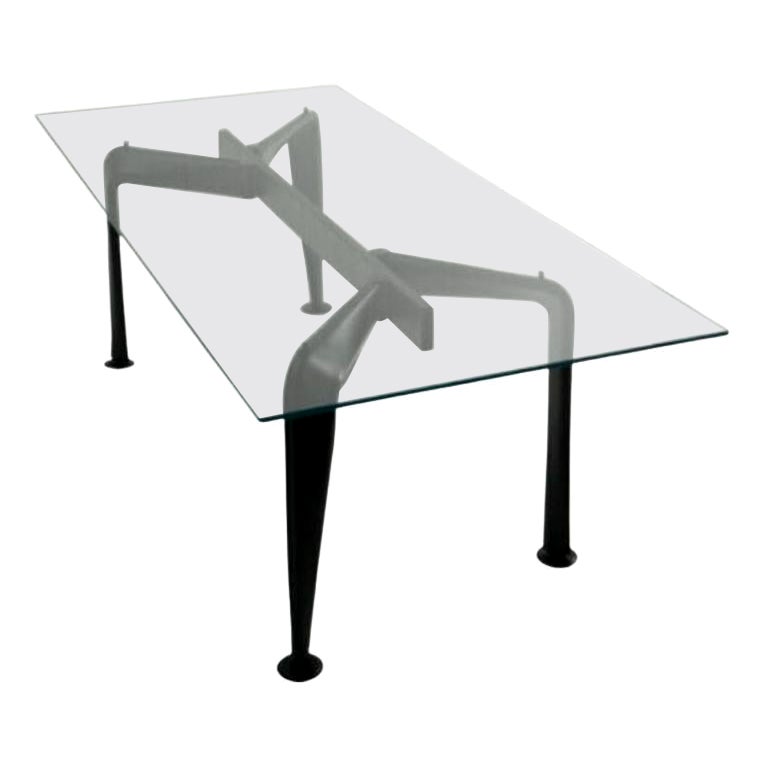 Asymmetrical Table, Black Leather by Colé Italia For Sale