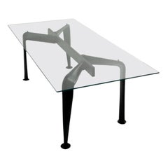 Asymmetrischer Tisch, Schwarzes Leder von Colé Italia