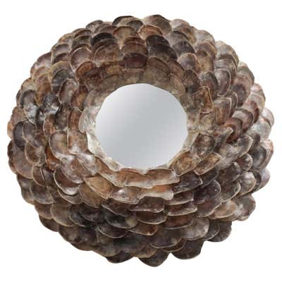 Lucite and Shell Midcentury Modern Round Mirror For Sale at 1stDibs ...