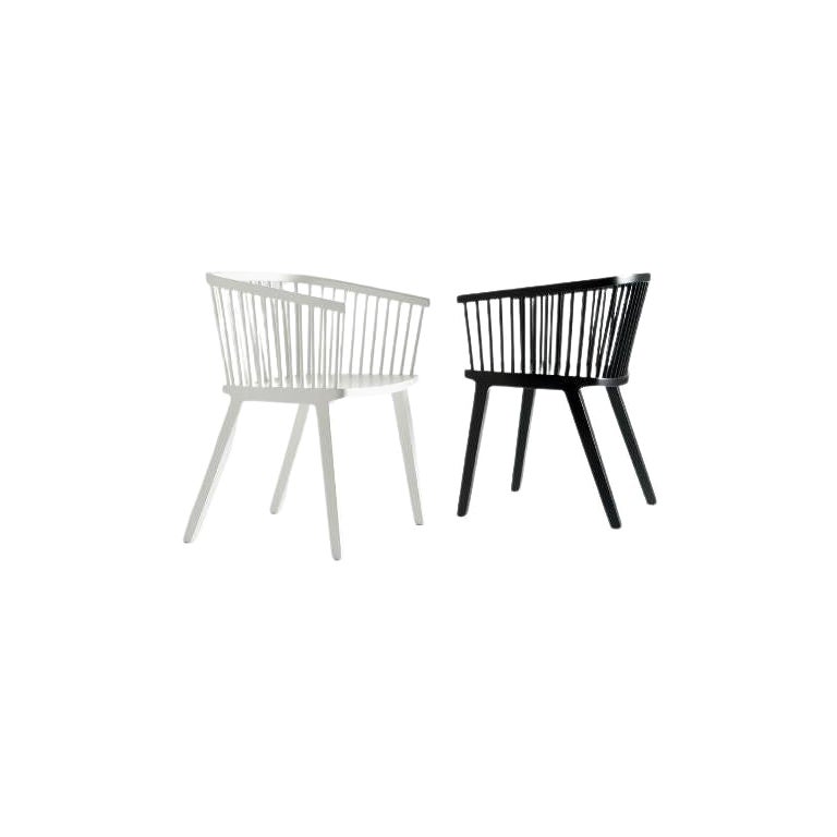 Set of 2, Secreto Little Armchairs, Black & White Matt Lacquer by Colé Italia For Sale