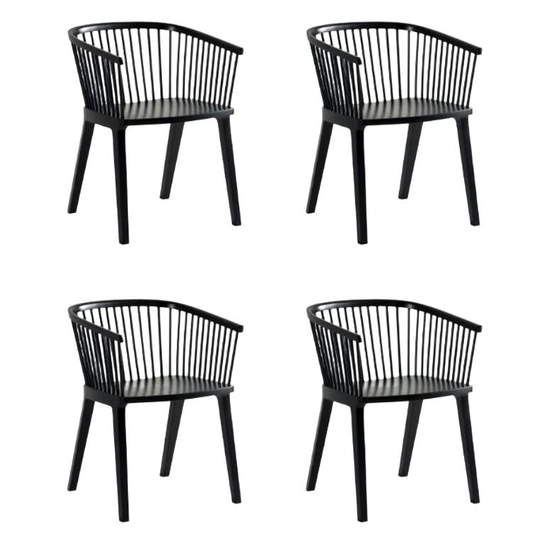 Ensemble de 4 petits fauteuils Secreto, laqués noir mat par Colé Italia