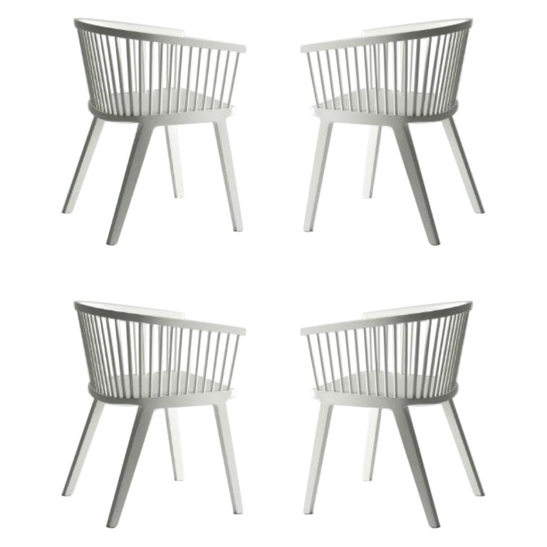 Set of 4, Secreto Little Armchairs, White Matt Lacquer by Colé Italia For Sale
