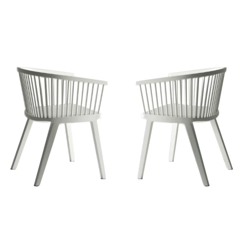 Set of 2, Secreto Little Armchairs, White Matt Lacquer by Colé Italia For Sale