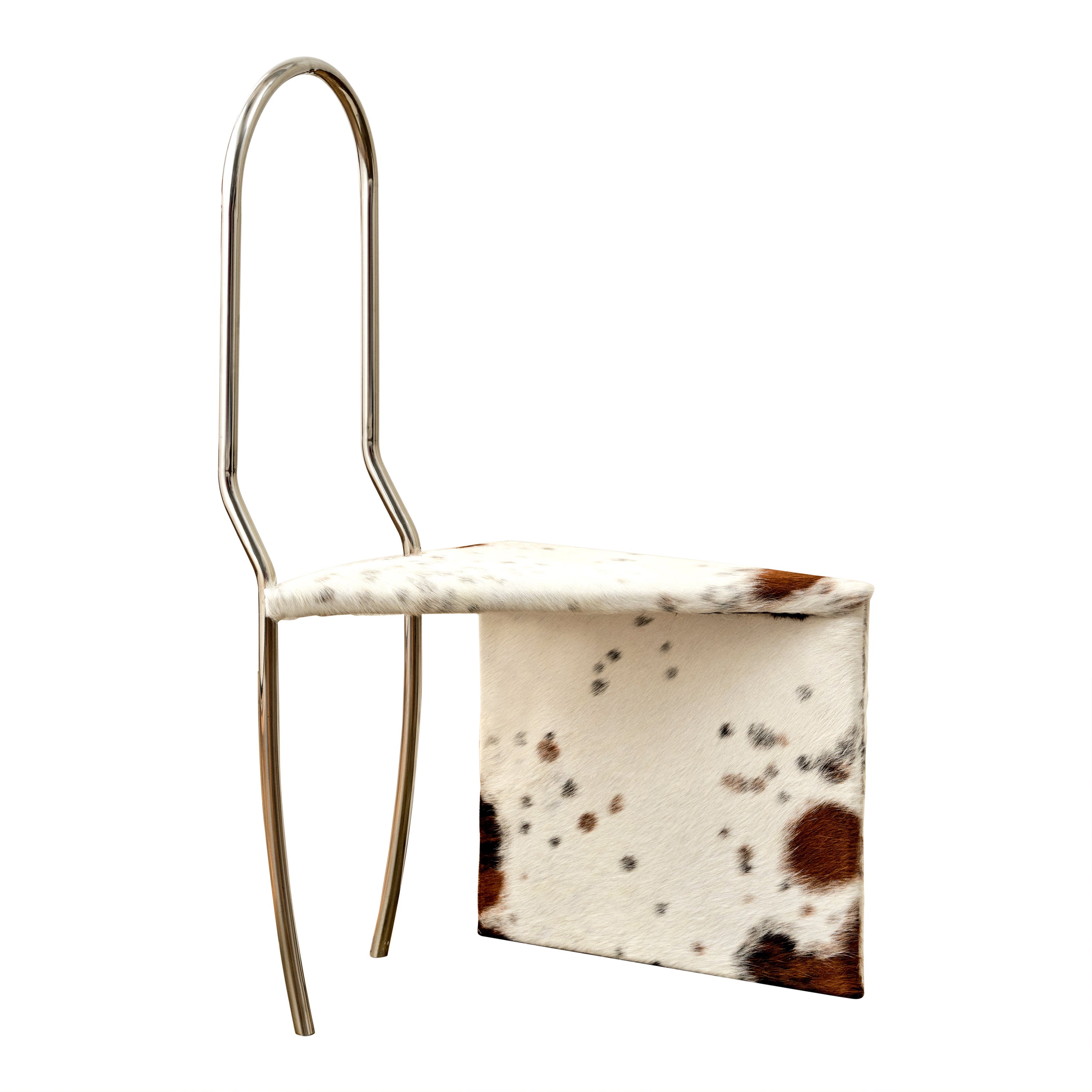 Animate Objects Twist Stainless Steel Chair with Natural Cowhide Leather
