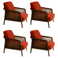 Set of 4, Vienna Lounge Armchair Canaletto Chili Red by Colé Italia