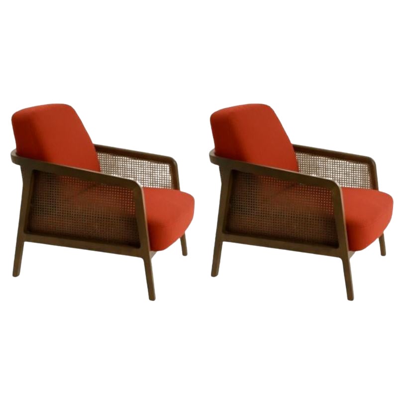 Set of 2, Vienna Lounge Armchair Canaletto Chili Red by Colé Italia For Sale