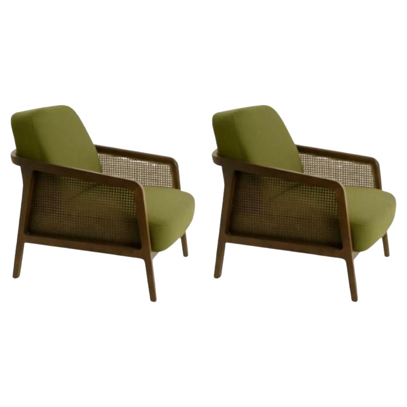 Set of 2, Vienna Lounge Armchair Canaletto Palm Green by Colé Italia For Sale