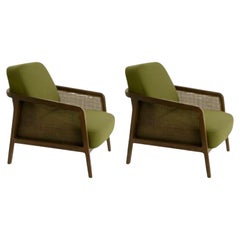 Set of 2, Vienna Lounge Armchair Canaletto Palm Green by Colé Italia