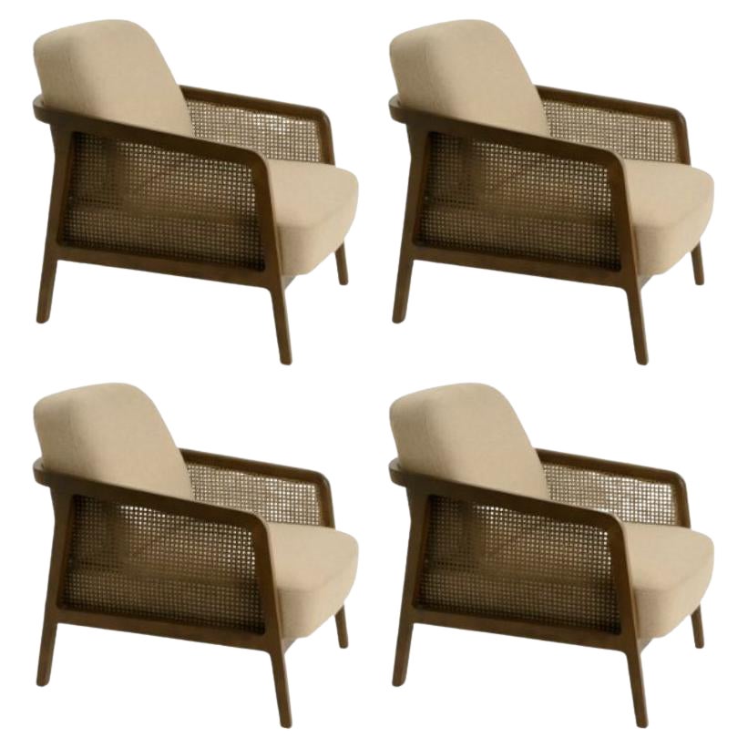 Set of 4, Vienna Lounge Armchair Canaletto Beige by Colé Italia For Sale