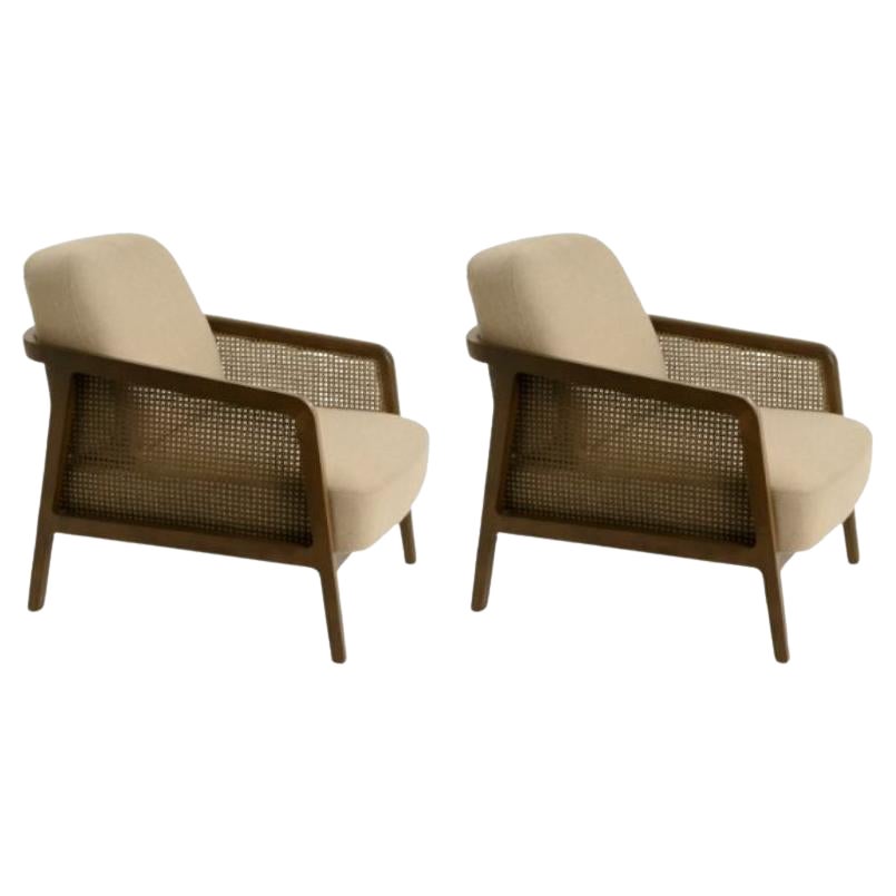 Set of 2, Vienna Lounge Armchair Canaletto Beige by Colé Italia For Sale