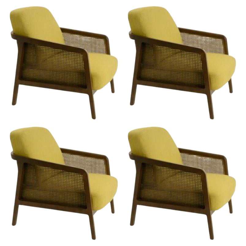 Set of 4, Vienna Lounge Armchair Canaletto Yellow by Colé Italia For Sale