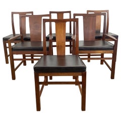 Mid-Century Dark Walnut Dining Chairs by Hibriten Manufacturing - Set of Six