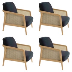 Lot de 4, Fauteuil Lounge Vienna Hêtre Bleu par Colé Italia