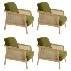 Set of 4, Vienna Lounge Armchair Beech Palm Green by Colé Italia