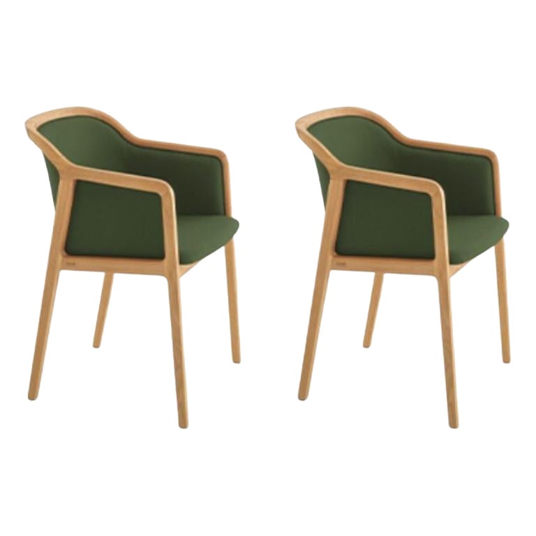 Set of 2, Vienna Soft Little Armchair, Palm by Colé Italia For Sale