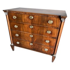 Fine 19th Century French Neoclassical Walnut Bedside Chest with Bronze Capitals