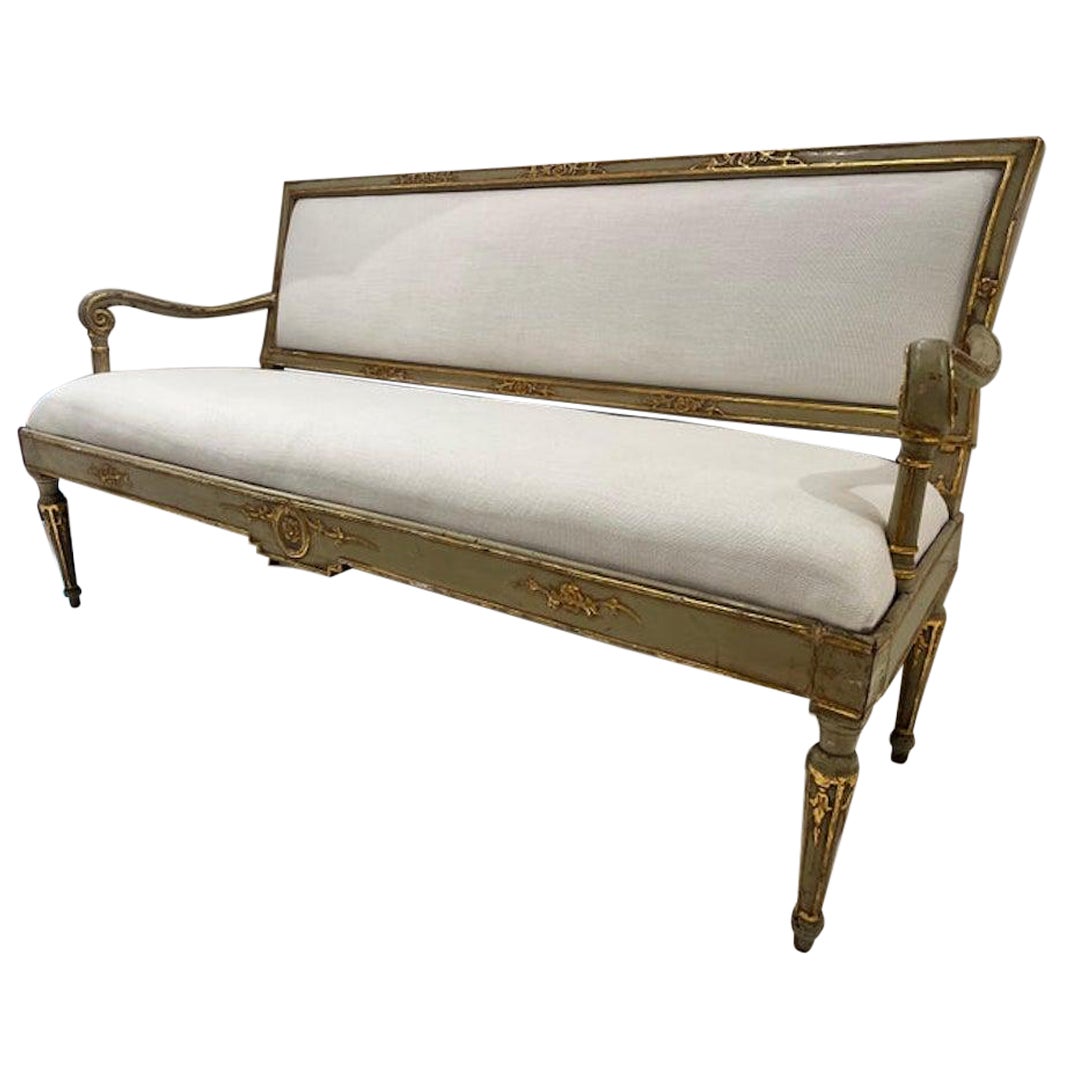 Vintage French Provincial Louis XVI Style Cane Back Cream and Gold