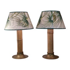 Mid-Century ModernPair of Large Bamboo Table Lamps by Vivai del Sud, Italy 1970s