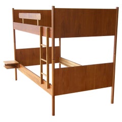 Used Westnofa Teak Twin Size Bunk Beds with Attached Nightstands from Norway