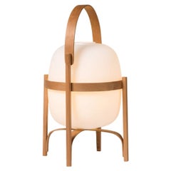 Miguel Milá 'Cesta' Table Lamp in Cherry Wood and Opal Glass for Santa & Cole