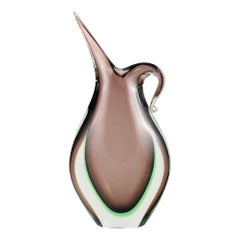 Murano Purple/Green/Clear Vase in Hand-Blown Art Glass, Italian Design, 1960s