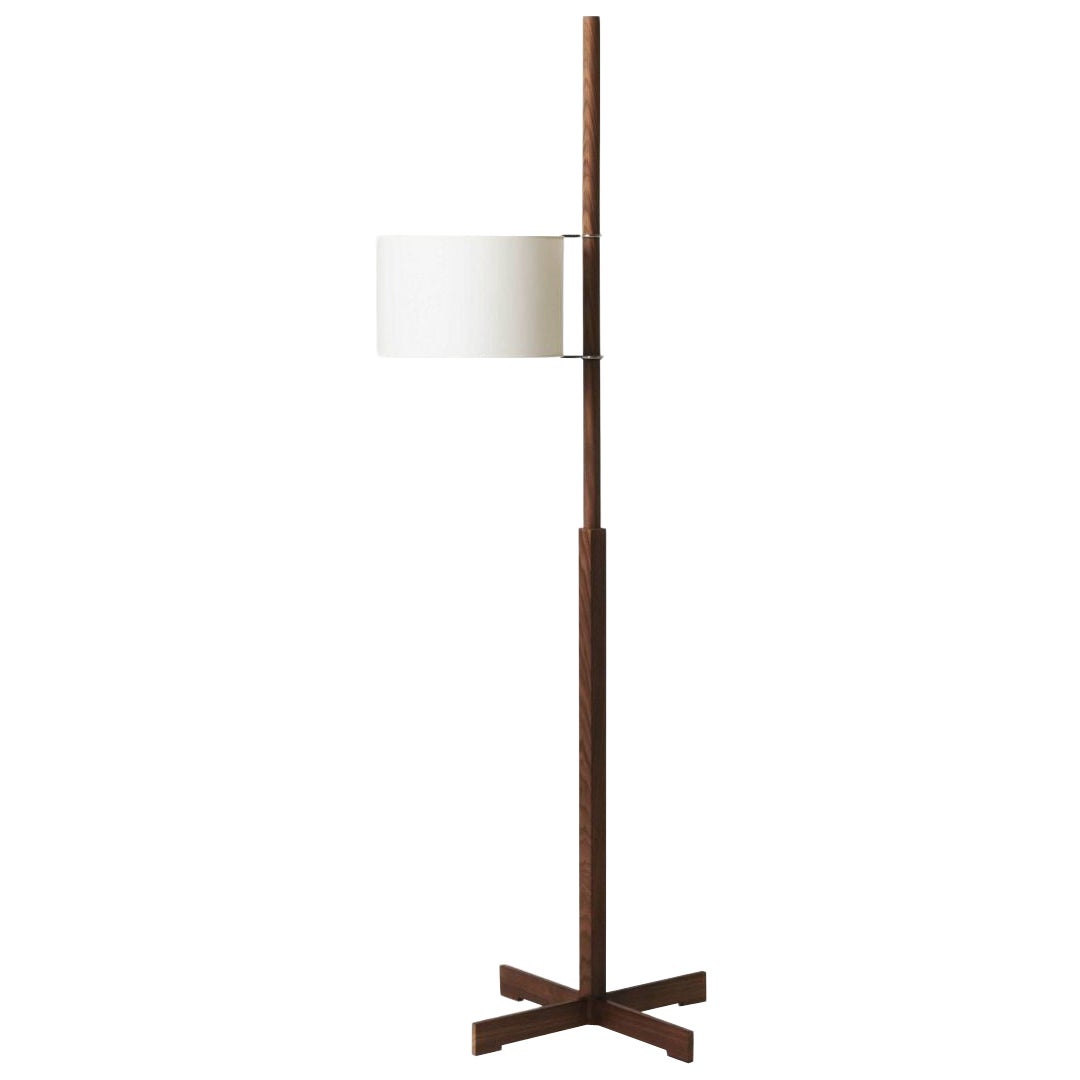 Miguel Milá 'TMM' Floor Lamp in Walnut and White Parchment for Santa & Cole For Sale