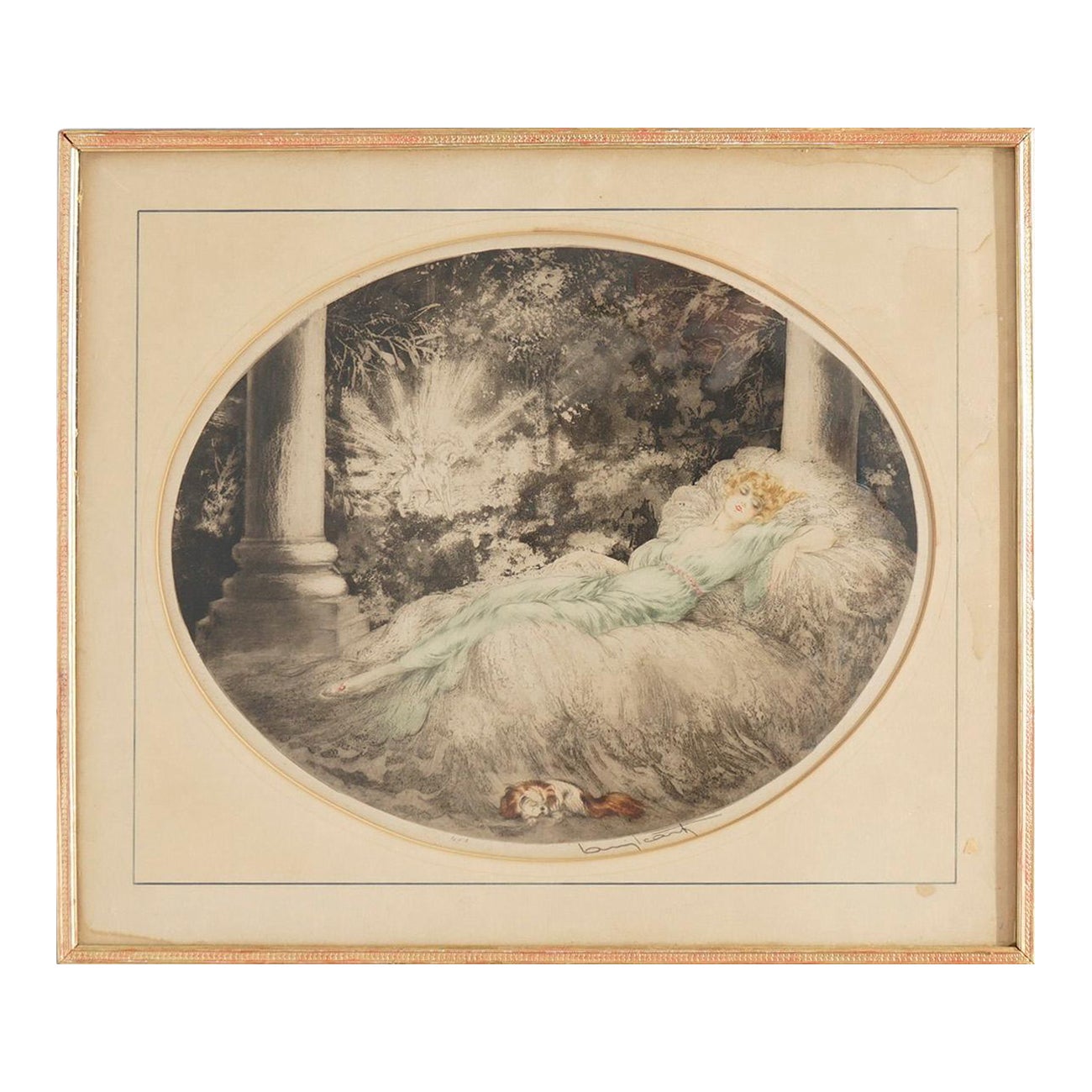 Louis Icart ( 1888-1950) "Sleeping Beauty" Print, Pencil Signed