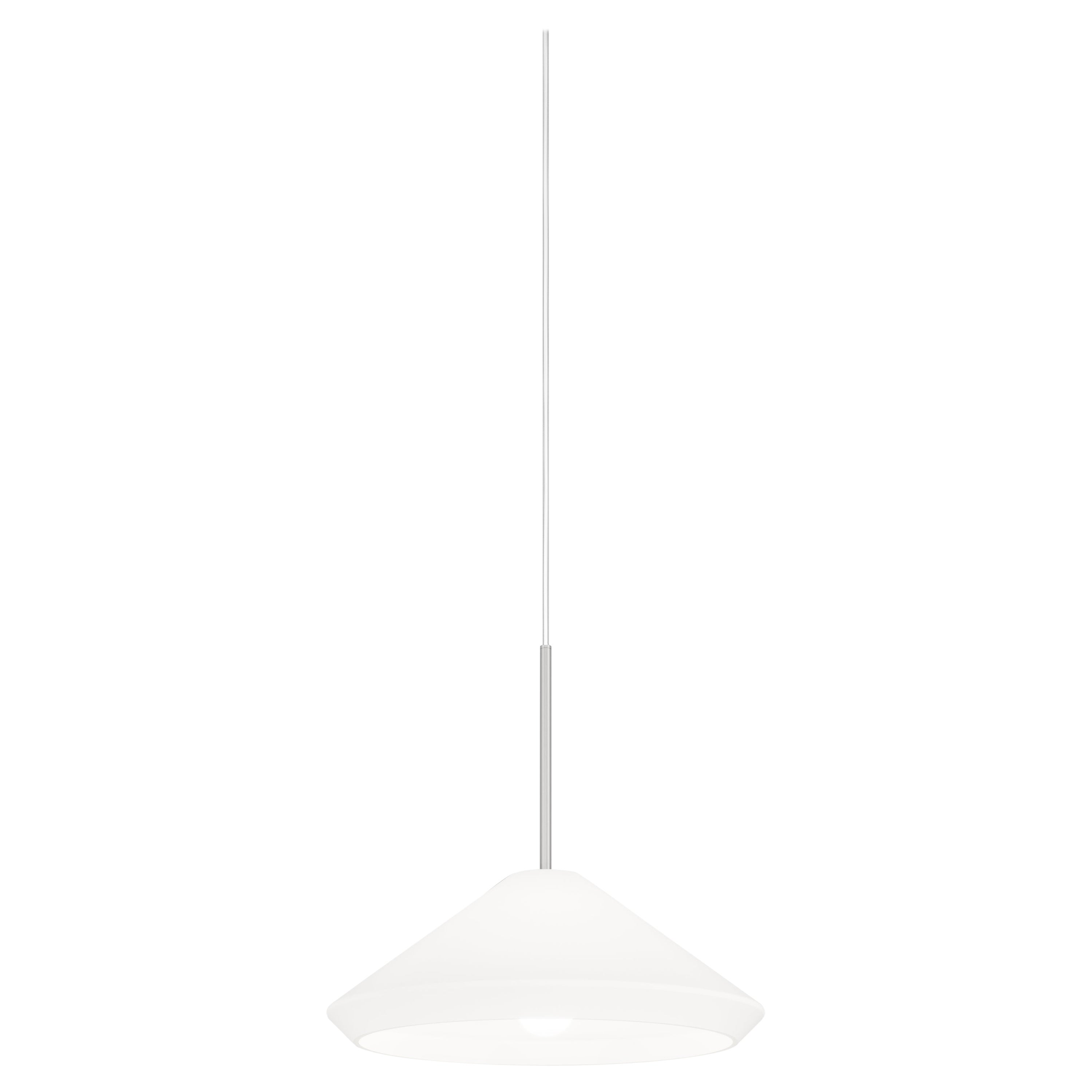 Vistosi Withwhite Pendant Light in White Satin Glass And Glossy White Frame