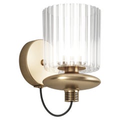 Vistosi Tread Wall Sconce in Crystal Transparent Glass And Matt Gold Frame