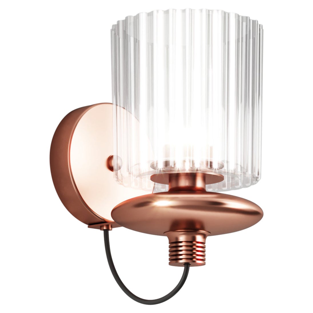 Vistosi Tread Wall Sconce in Crystal Transparent Glass And Matt Copper Frame For Sale