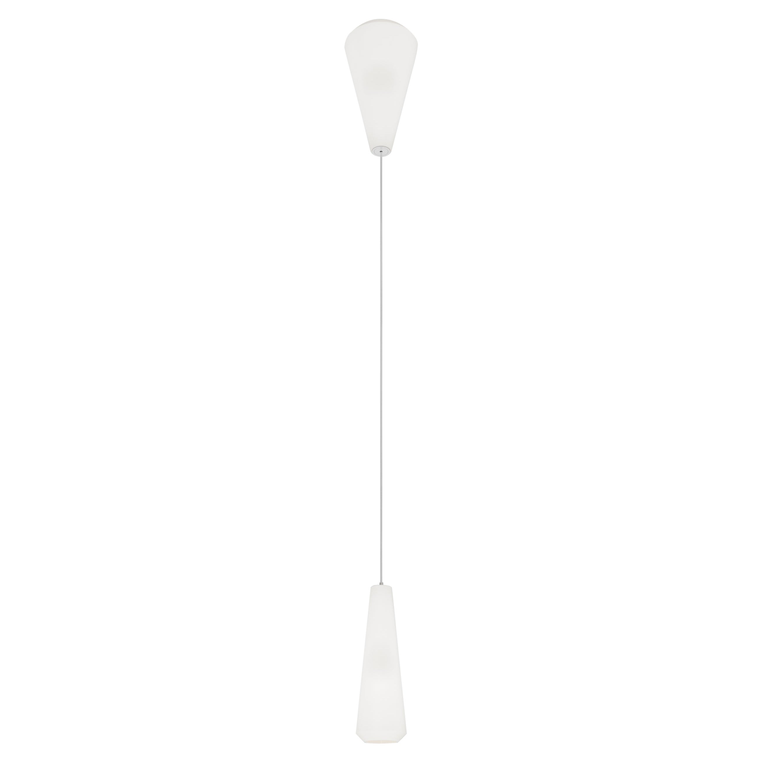 Vistosi Withwhite Pendant Light in White Satin Glass And Glossy White Frame For Sale