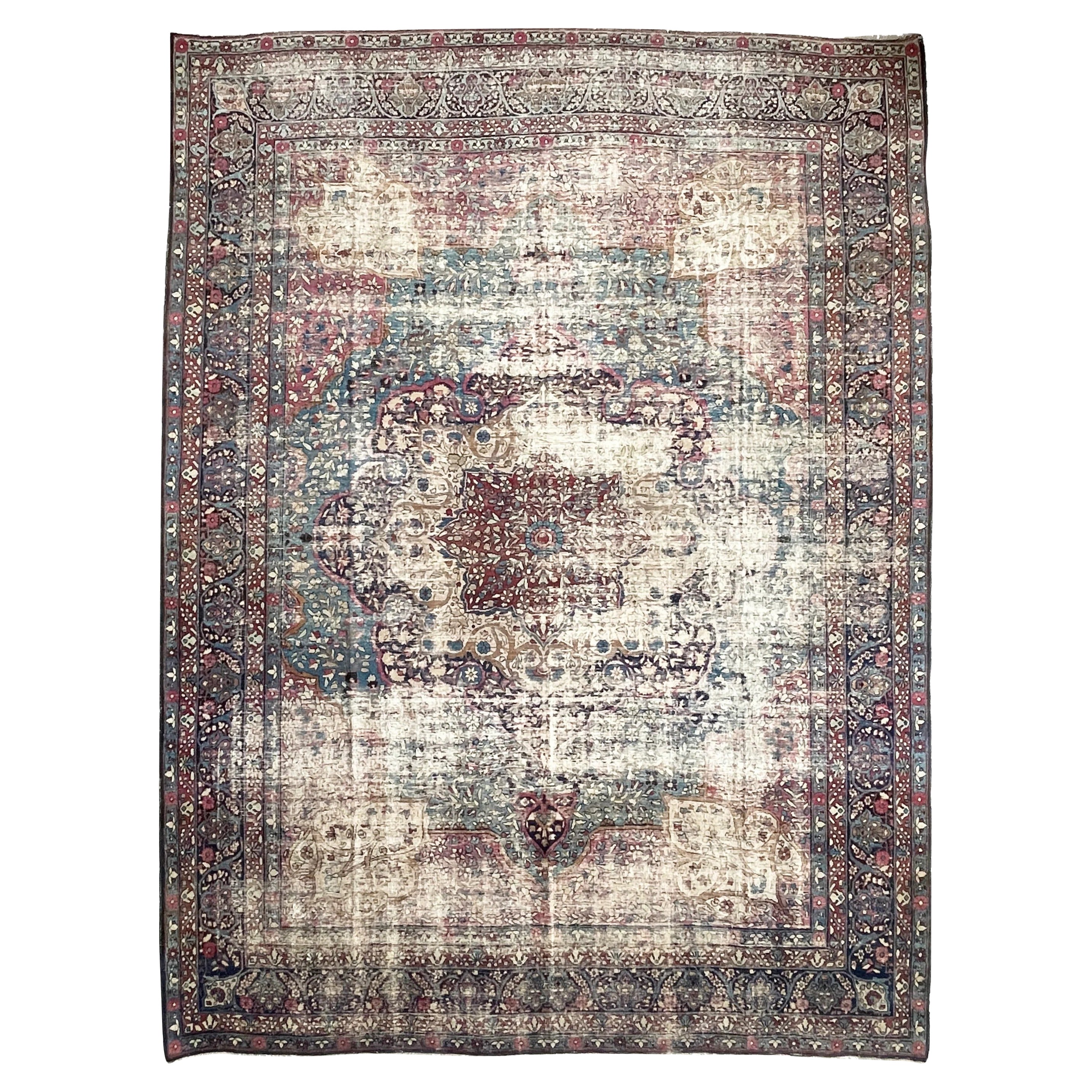 Superbe tapis persan ancien Kermanshah-Lavar de couleur unique, datant d'environ 1920