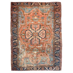 Dramatic Vintage Persian Heriz Rug in Gorgeous & Unique Dream, circa 1910-20's