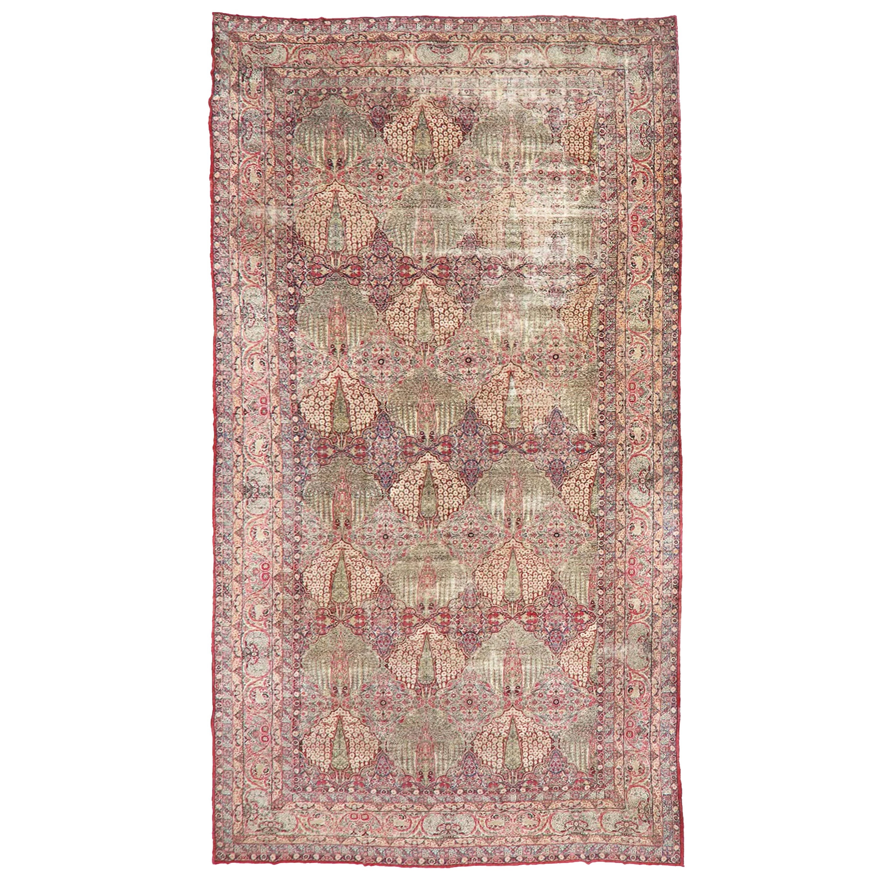 Sensational Palatial Antique Kerman Lavar Carpet / Rug, C.1915 For Sale